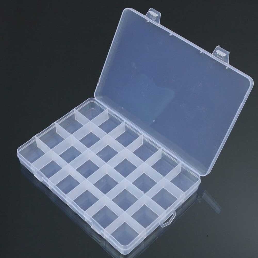 2Pcs 24 Grid Plastic Compartments For Jewelry Bead Organizer Storage Box Case US