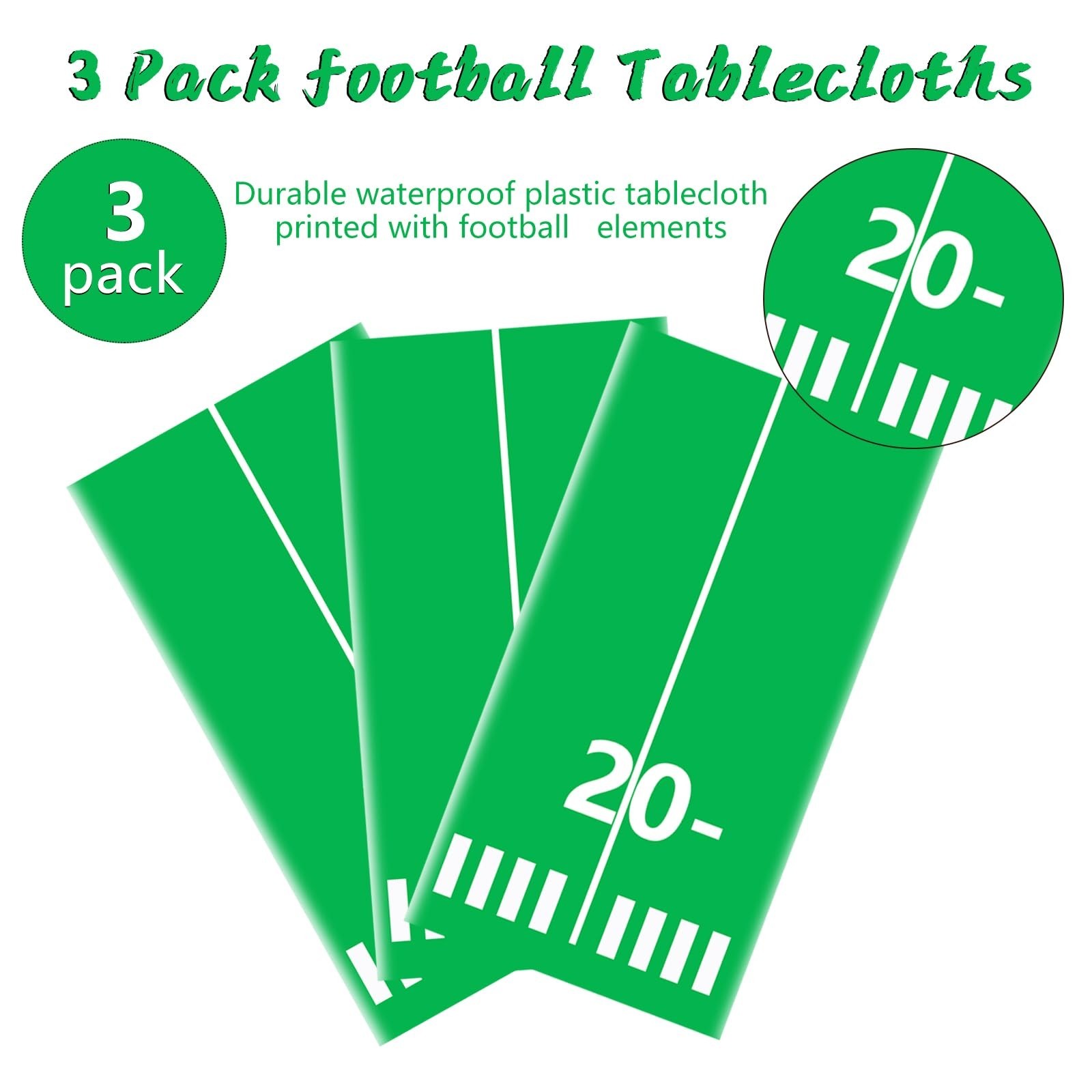 Kesfey 3 Packs Football Party Tablecloth 54 x 108 Inches Football Field Touch...