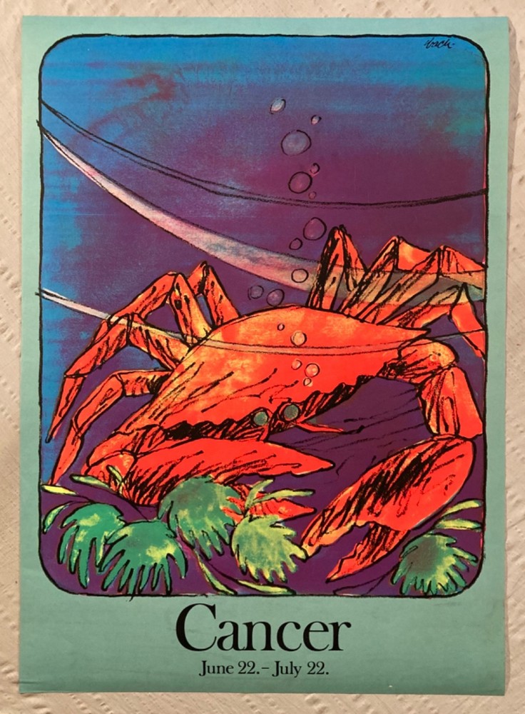 Cancer Zodiac Sign Poster 1970 Matte Astrology Horoscope