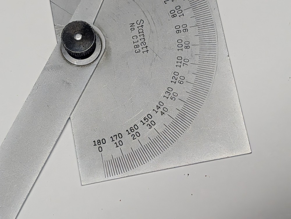 Starrett C183 Steel Protractor Rectangular Head USA