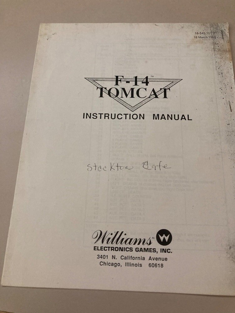 F-14 Pinball Operator Handbook