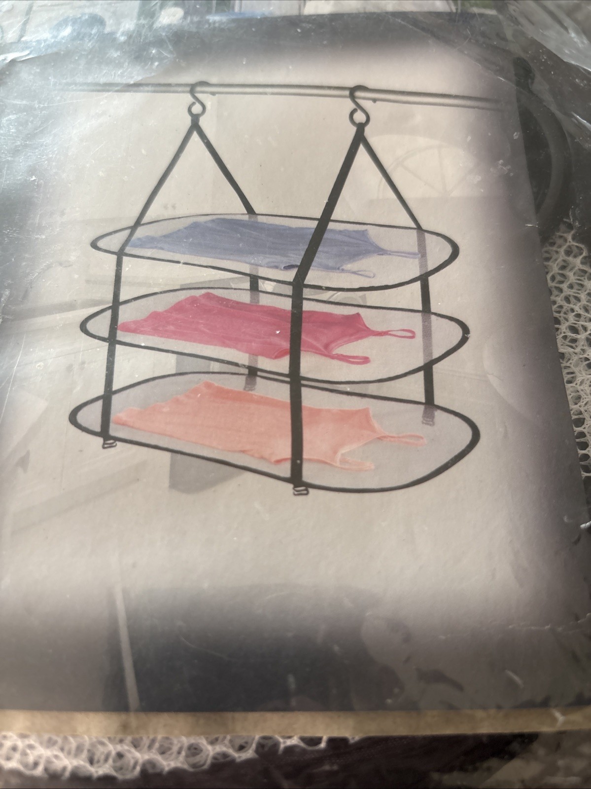3 Tier Mesh Hanging Clothes Dryer. Hooks Included