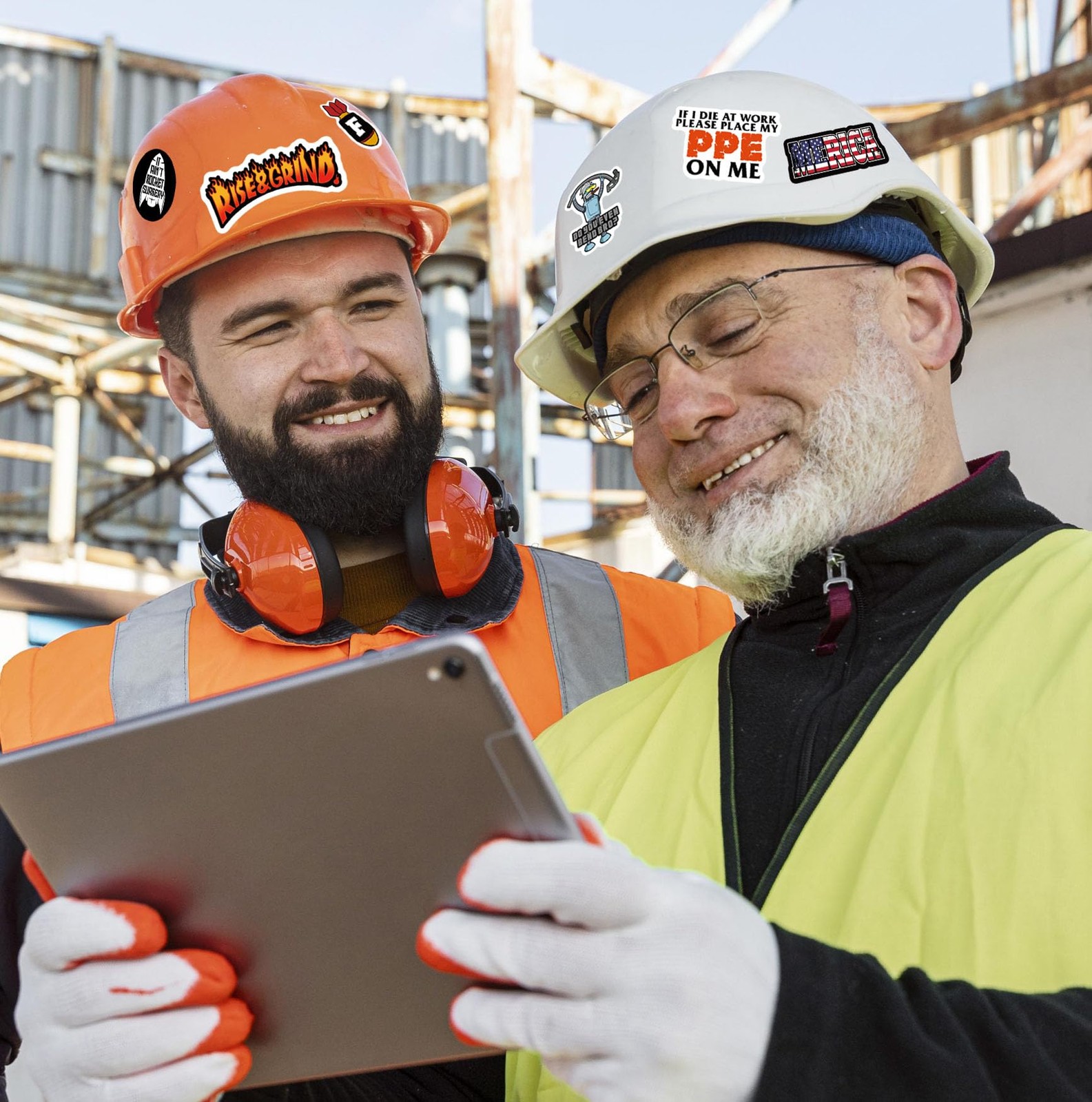 173 PCS Funny Hard Hat Stickers Waterproof Blue Collar Decals Pack Laptop Helmet