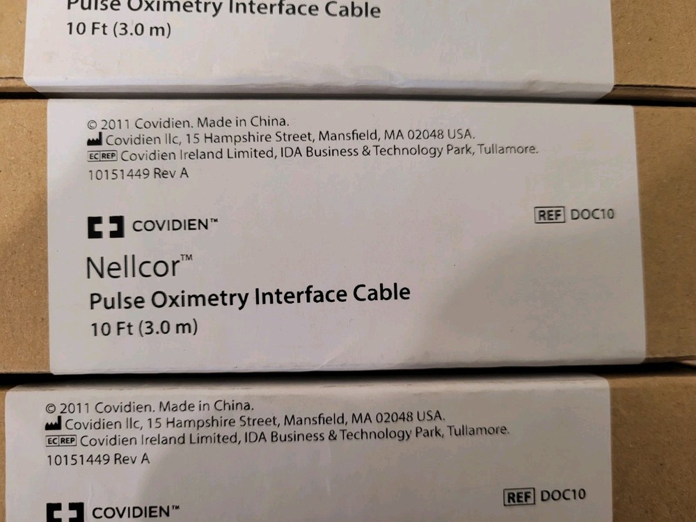 5 NEW Sealed Covidien Nellcor Interface Cable 10 ft ref. DOC10 - GENUINE OEM
