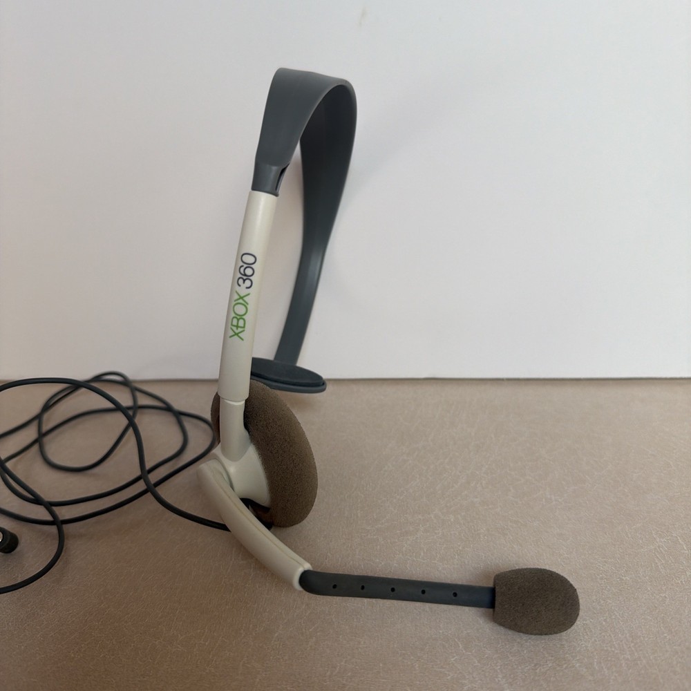 Xbox 360 Headset Headband Microphone Gray & White Untested