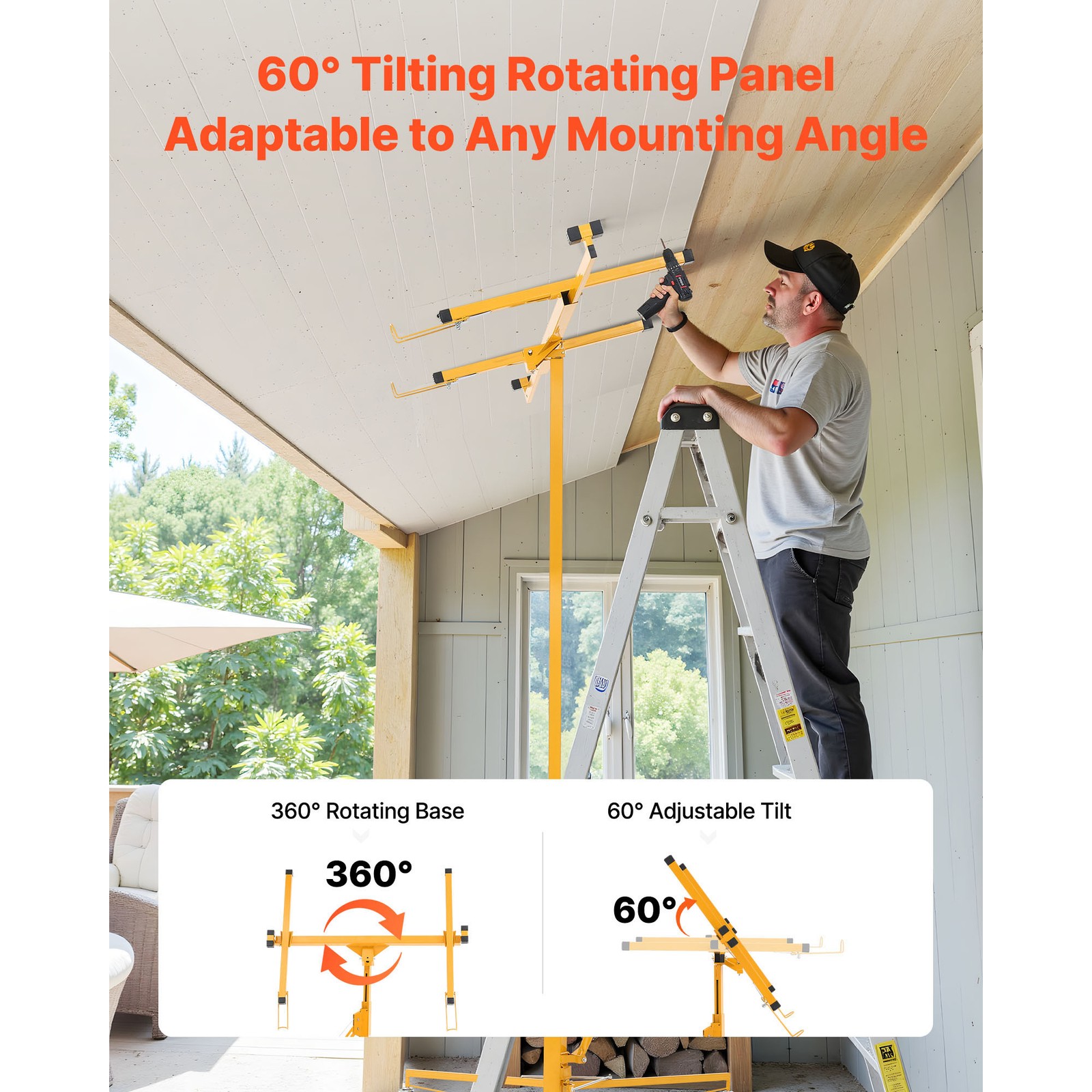 Uimoso 11Ft Drywall Lifter Sheetrock Hoist Lift Adjustable arm & Lockable Wheels