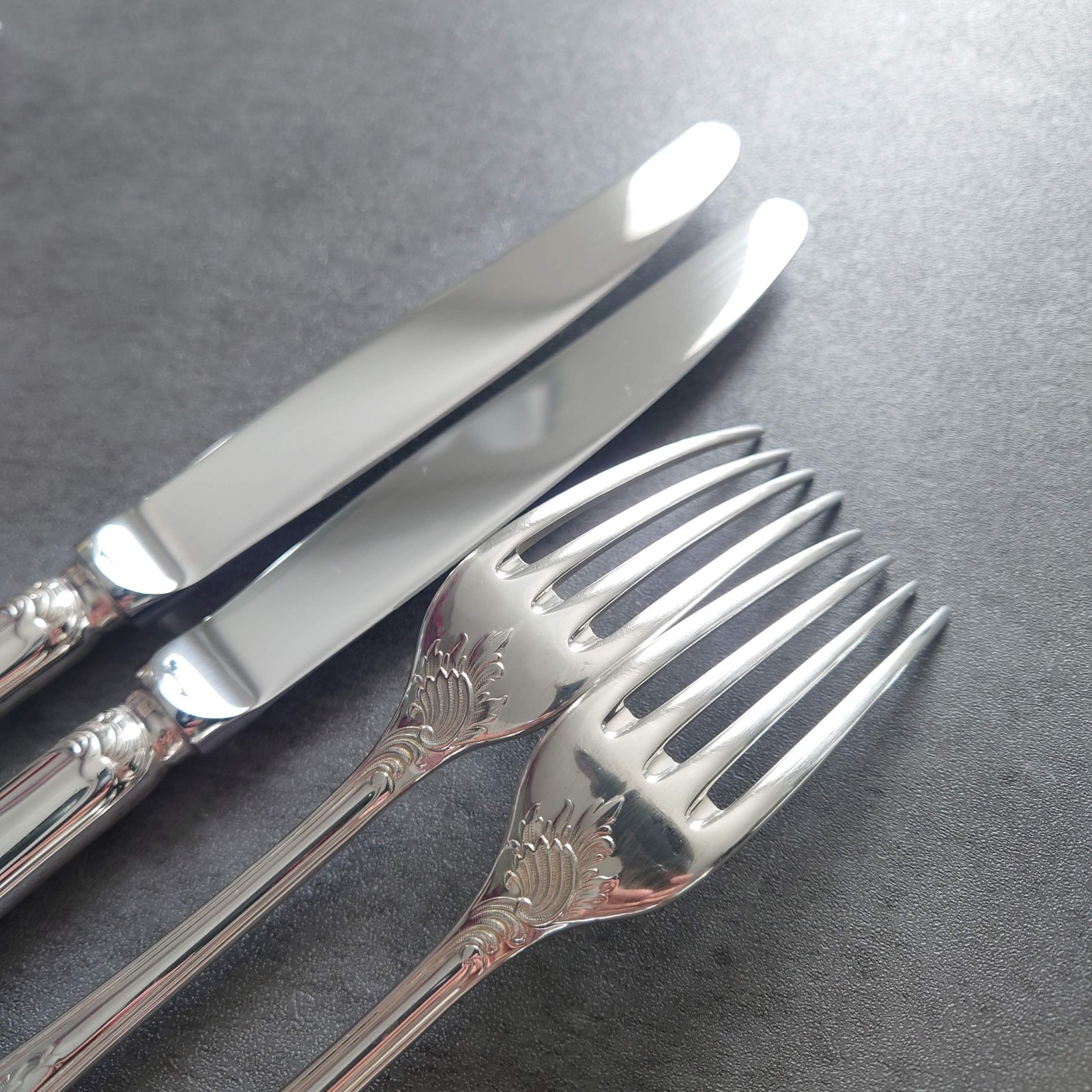 Christofle Marly 6pcs Silverplate Flatware Table Knife Fork Spoon Excellent