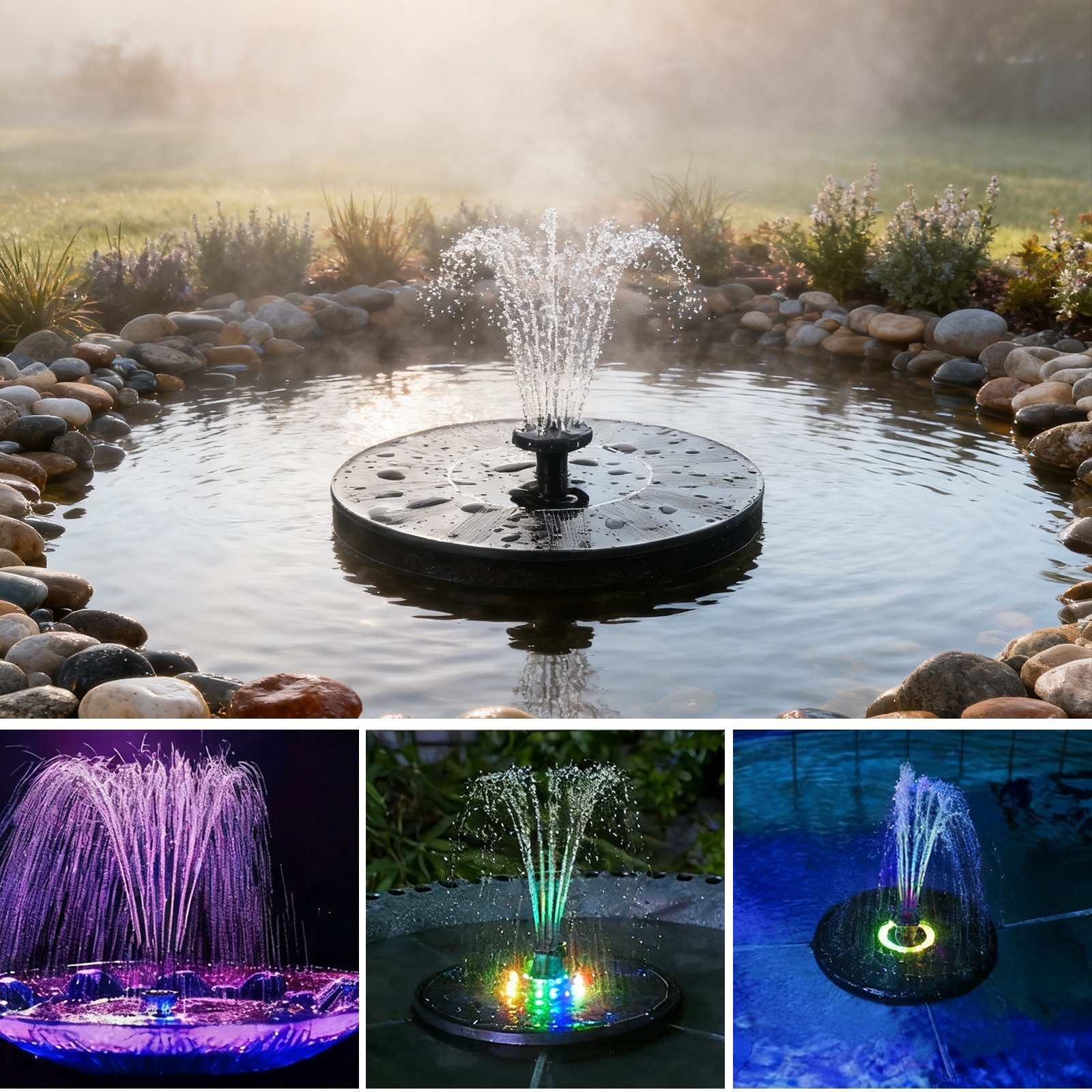LED Solar Power Bird Bath Fountain Pump Upgrade 1.5W Solar Fountain Garden Decor