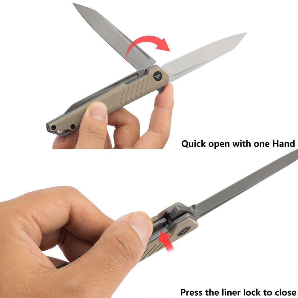 FLISSA Folding Knife Pocket Knife with D2 Steel Blade G10 Handle Pocket Clip USA