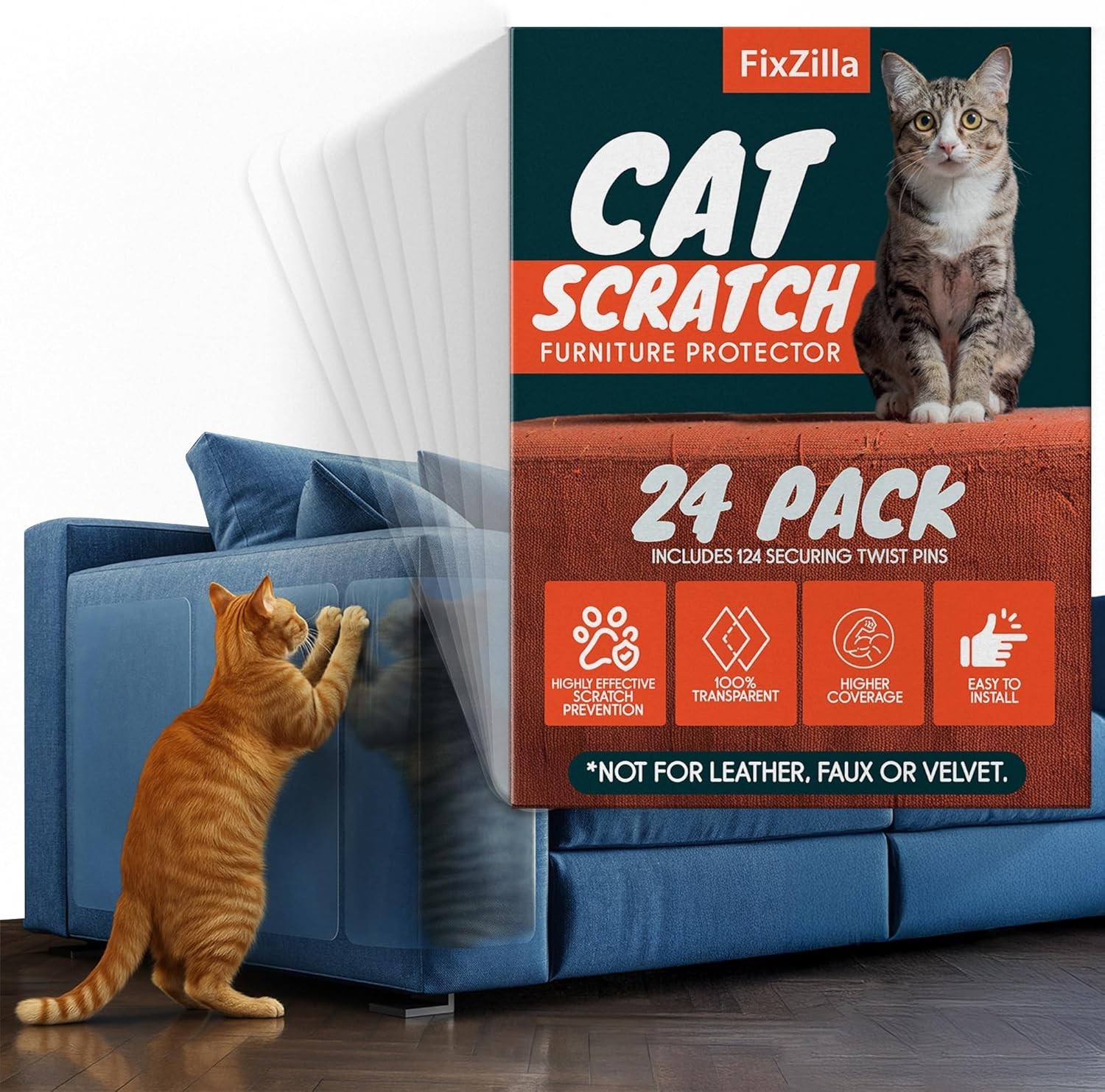 Heavy-Duty Cat Scratching Deterrent for Sofa - 24 Pack