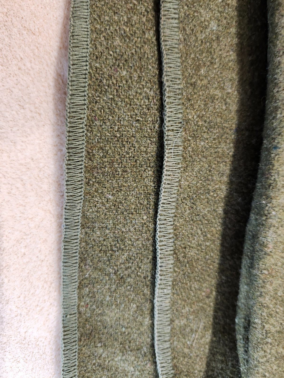 Authentic Vintage US Army 100% Wool Blanket 66in x 84in Olive Green 1960's