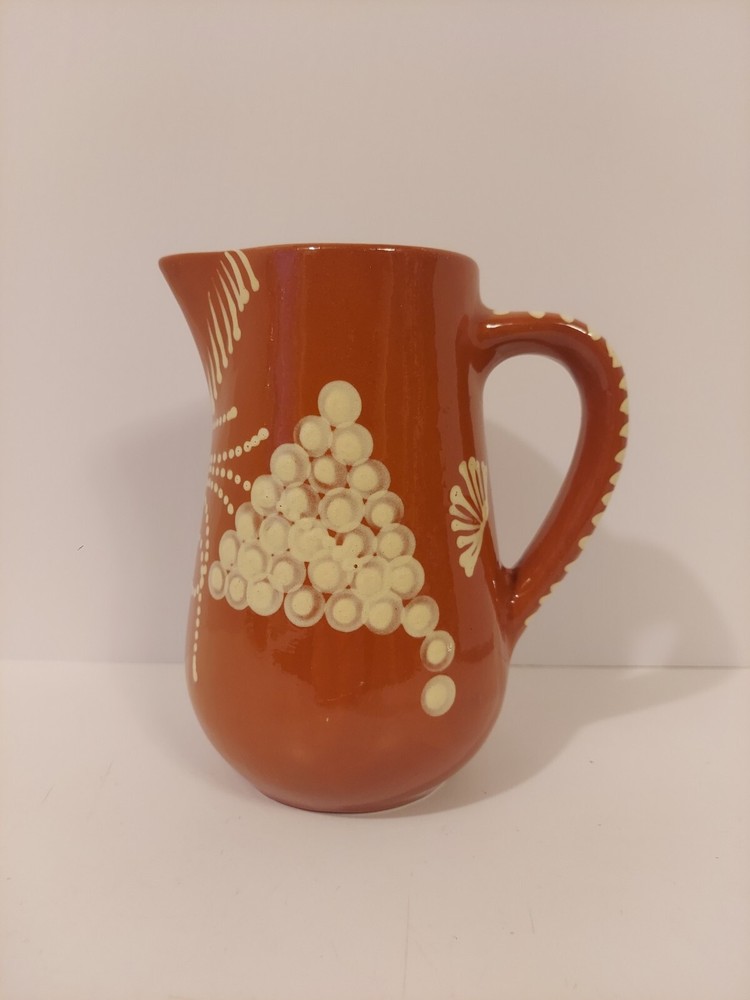 Glazed Handpainted Earthenware Pitcher 7 Inches