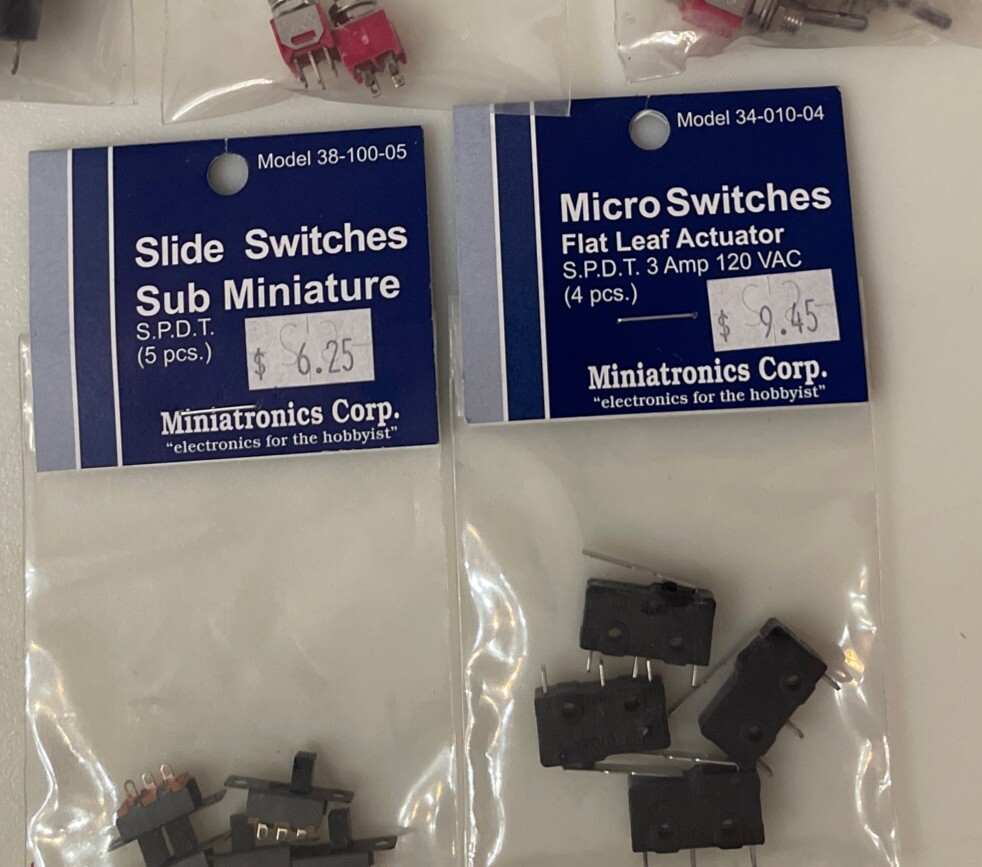 Miniatronics Lot Push Button, Micro, Toggle, Slide Switches 5 Packages