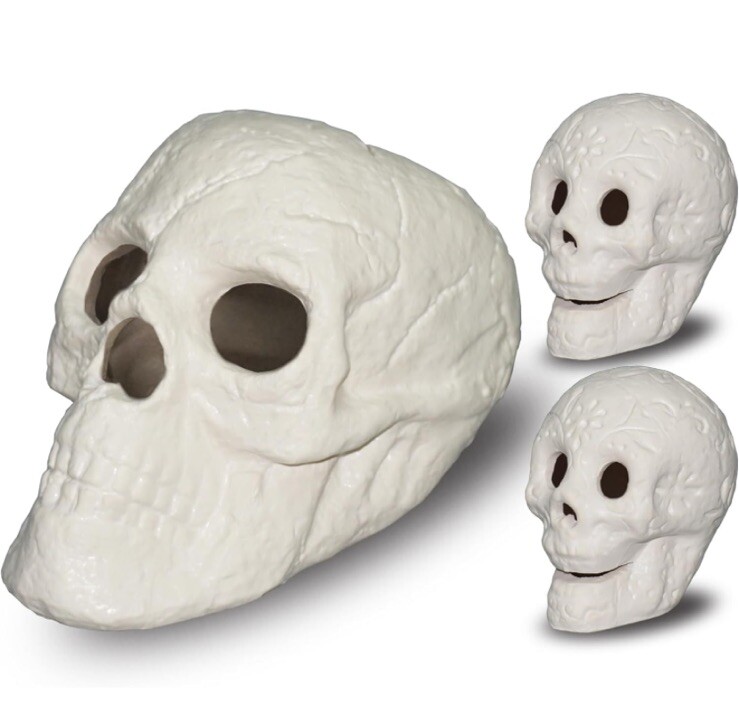 Fire Pit Skulls,Reusable Ceramic Skull, 1 Large 2 Small Skulls