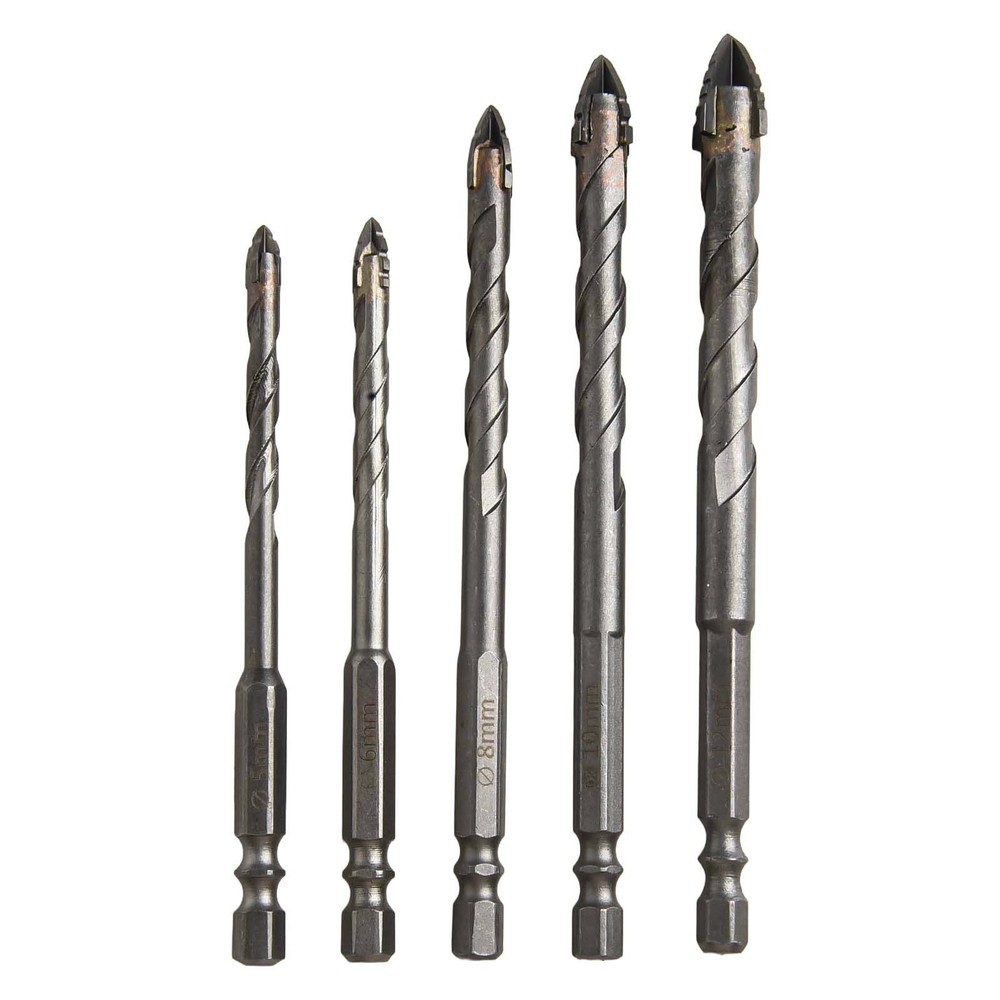 Triangle Design 5pcs Eccentric Drill Bits for Efficient Glass Drilling