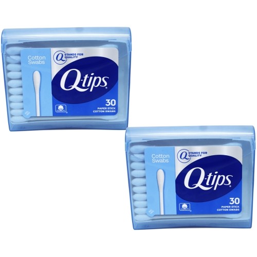 2 Pack Q Tips Cotton Swabs Travel Size Purse Pack 30 Swabs Each
