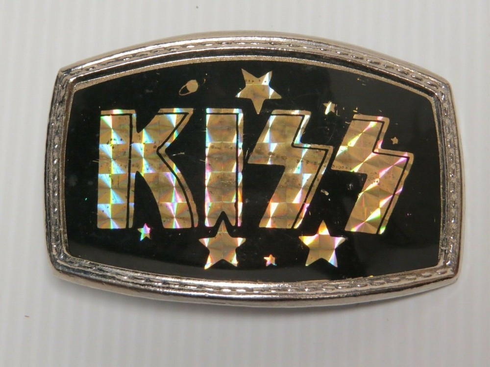 KISS VINTAGE GOLD PRISM STARS & PLANETS BELT BUCKLE