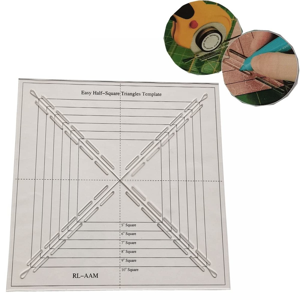 Easy Half-Square Triangles Template Ruler for Sewing Quilting