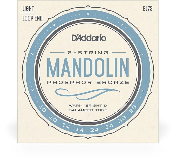 D'Addario EJ73 Mandolin Strings, Phosphor Bronze, Light, 10-38
