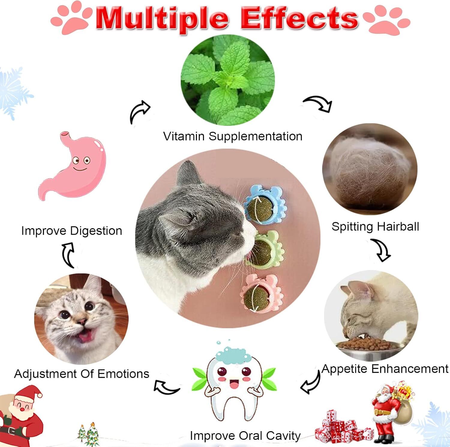 3Pcs Natural Catnip Kitten Mint Balls Safe Healthy Teeth Cleaning Dental Cat Toy