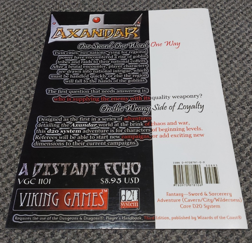 Axandar A Distant Echo - Dungeons & Dragons 3rd Ed - D20 Viking Games Module
