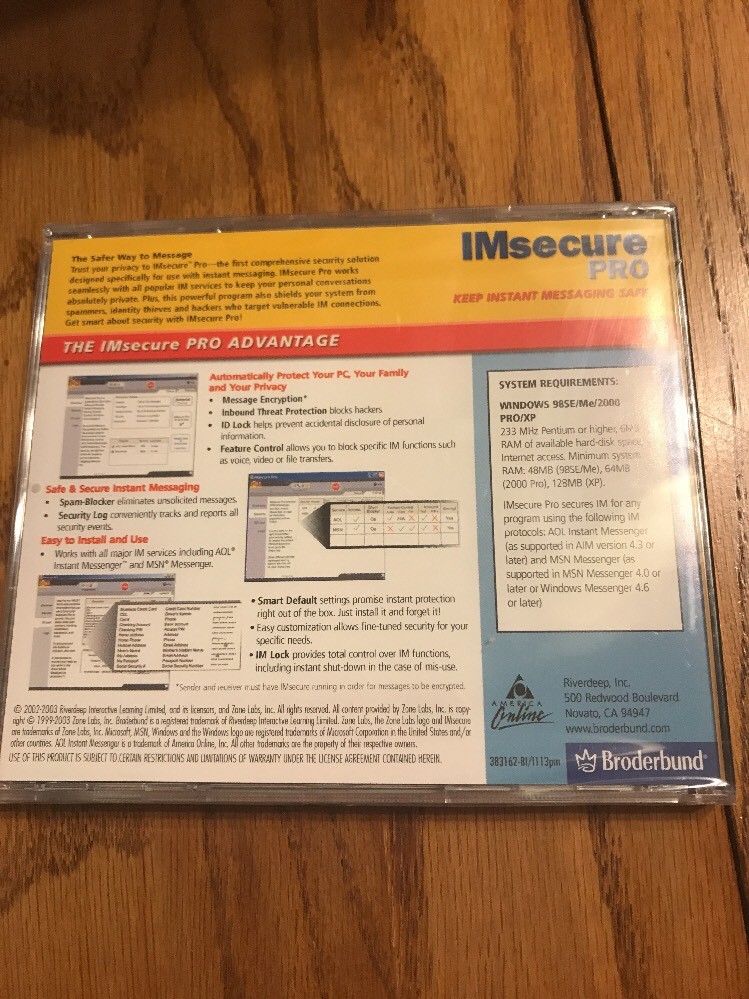 Broderbund IMsecure PRO ZONE Ships N 24h
