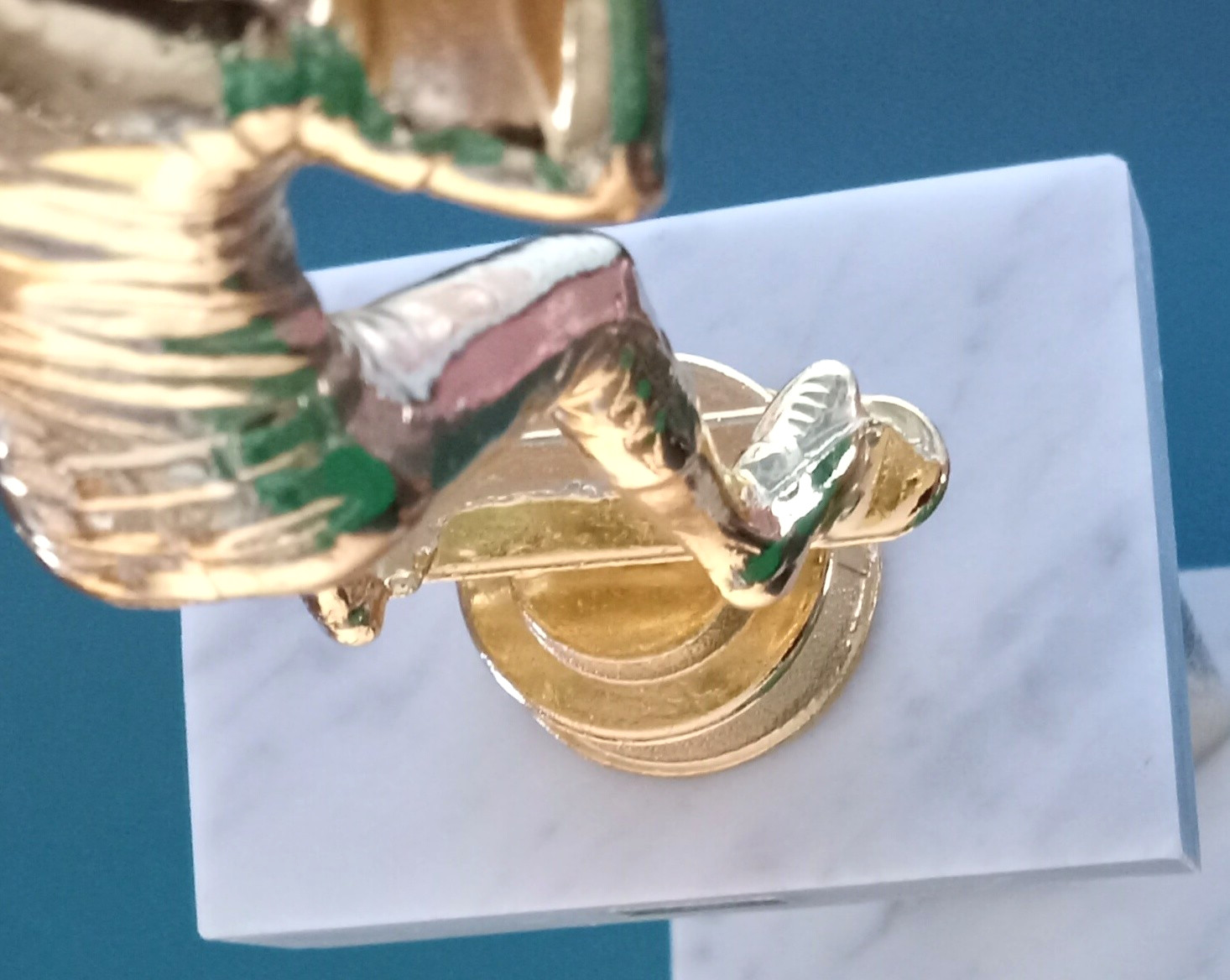 Vtg MCM Deco Italian Marble Baseball Softball Trophy Gold Metal Mid Century EUC