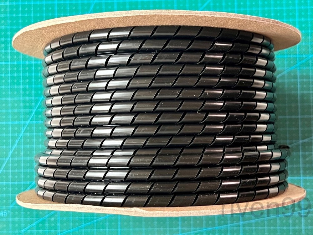 HellermannTyton Spiral Wrap Sheathing, 1/4", Black PE, 100ft (30.5m) spool