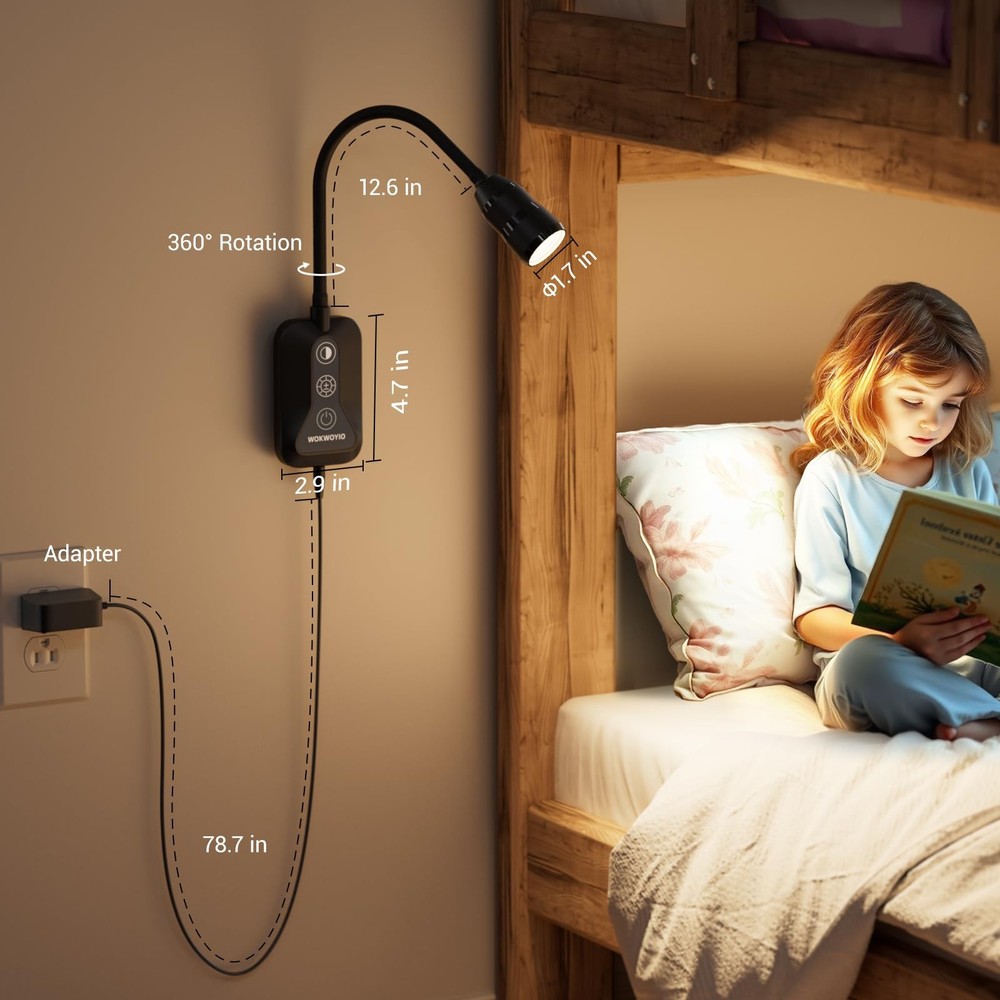 Wall Mounted Reading Light with Hand Sweep Sensor Switch, Book Light for Read...