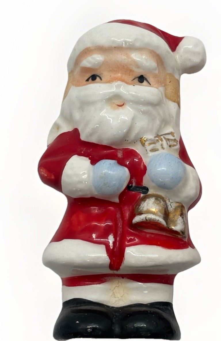 Vtg Santa Claus Salt & Pepper Shakers w Cork Stoppers 50's Christmas Japan 3.25”