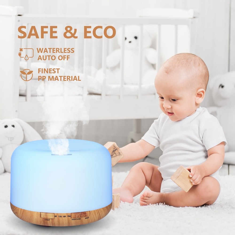 Oil Diffuser, 500ml Essential Diffusers with 2 Mist Log Color-no Oils