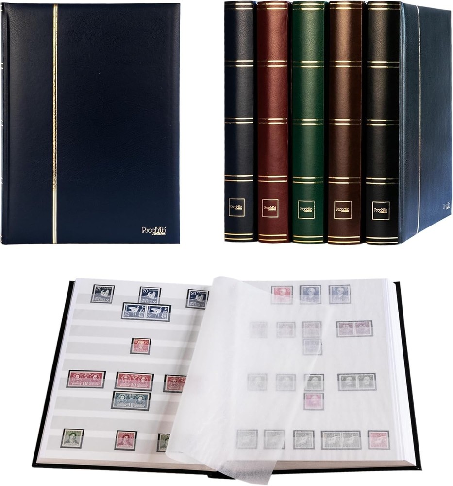 Stylish Stamp Collection Book - 60 White Pages, Durable Blue Leatherette Finish