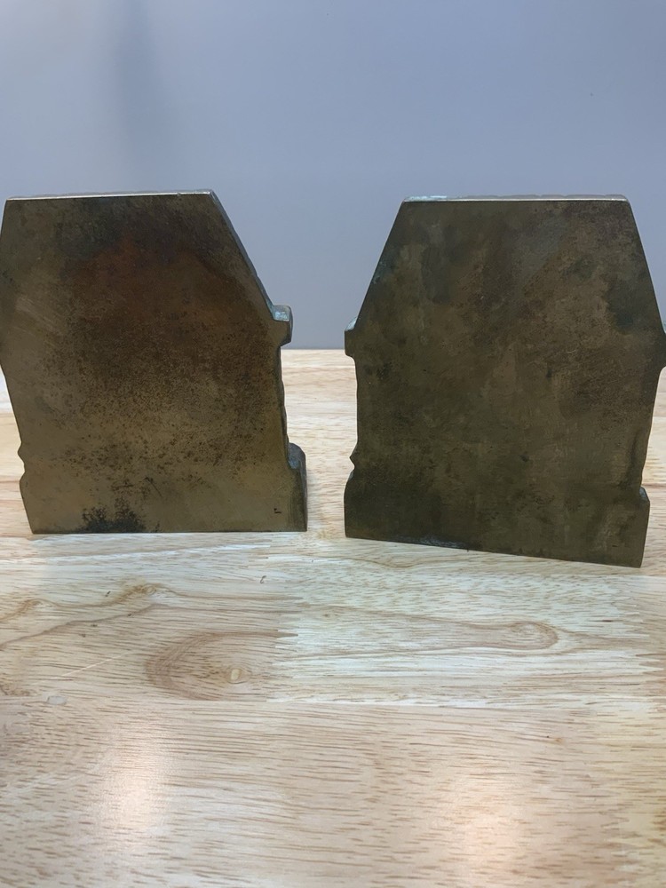 Brass Rustic Blazing Fireplace Solid Brass With Ship On Mantel Bookends