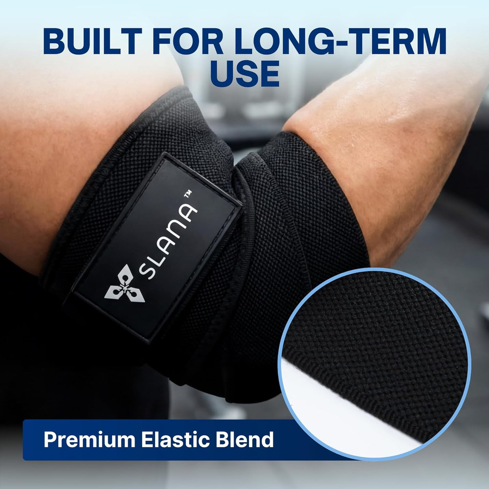 Elbow Wraps for Weightlifting – 40” Long Adjustable Compression - Elbow Sleeves