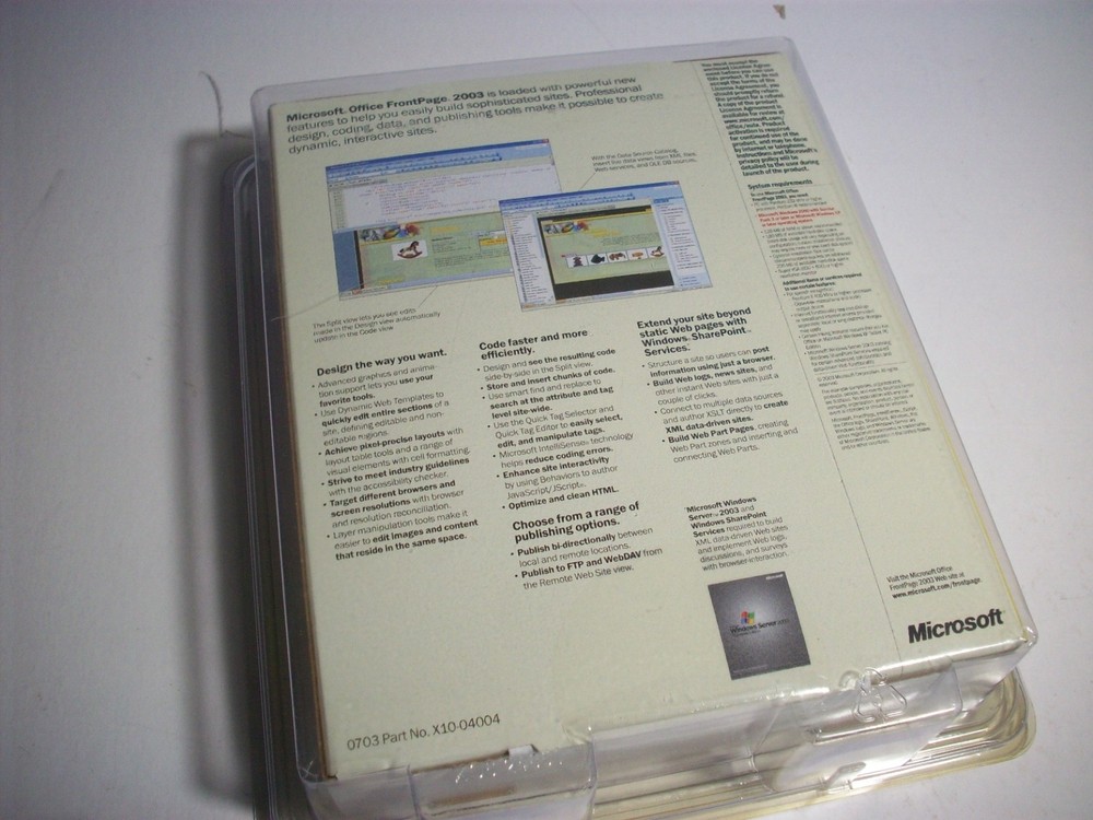 Microsoft Office FrontPage 2003 For Windows RETAIL BOX