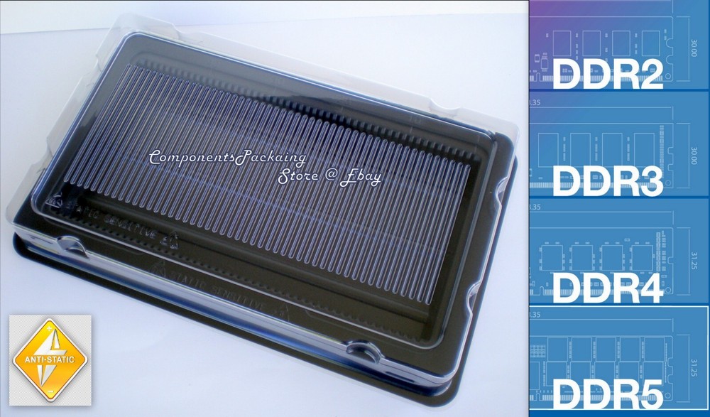 DDR5 Desktop Memory Tray Case for PC DIMM Modules Anti Static - 2 Fits 100 DIMMs