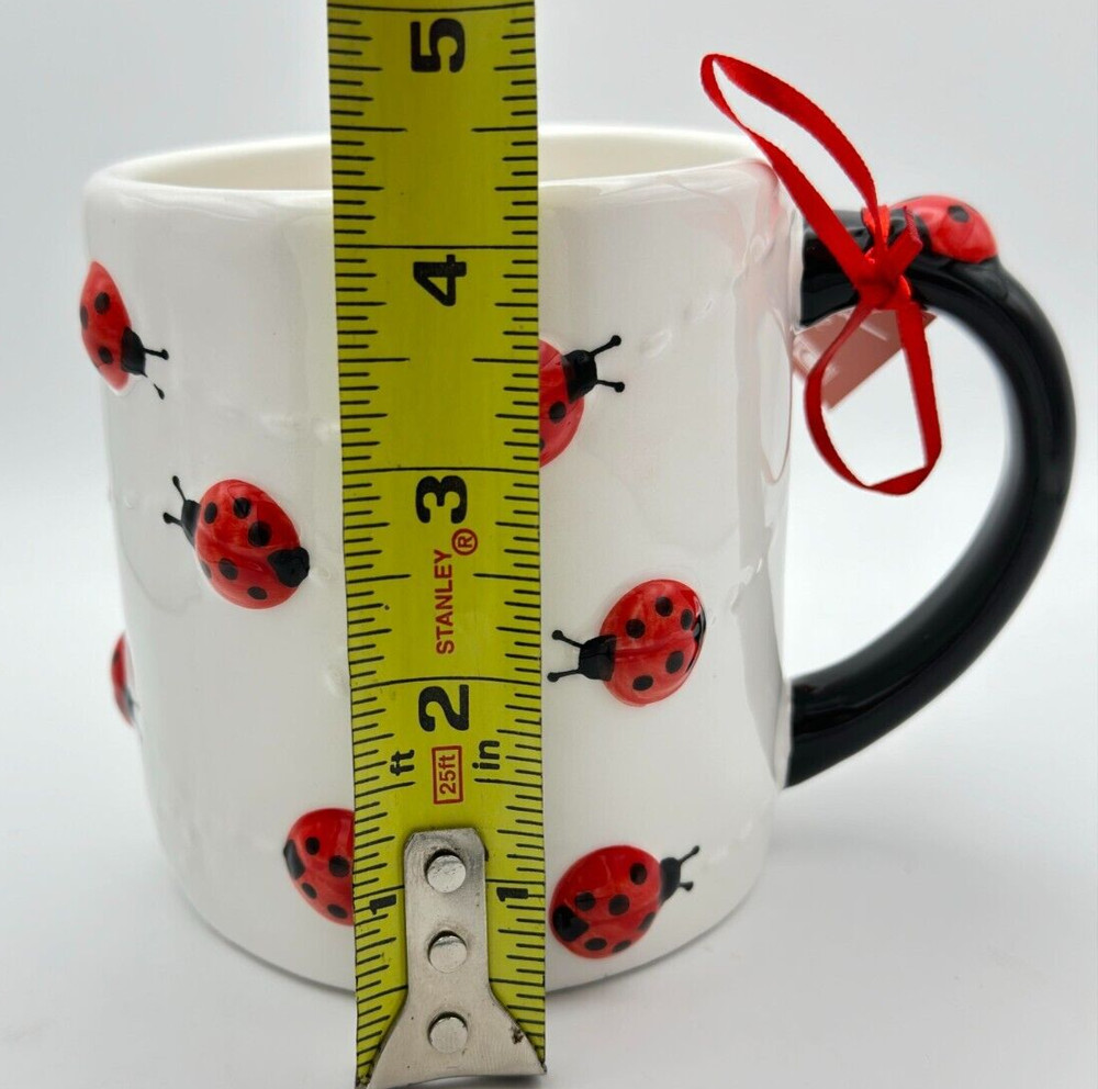 Lang Design Hand Painted Lady Bug 3D Mug Coffee Tea NWT