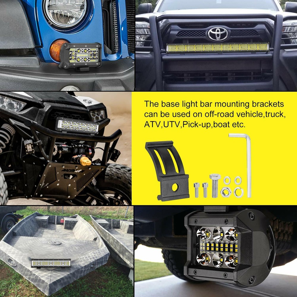 Pair Mount Bracket LED Work Light Bar Cube Pods Base Mounting Holder Universal