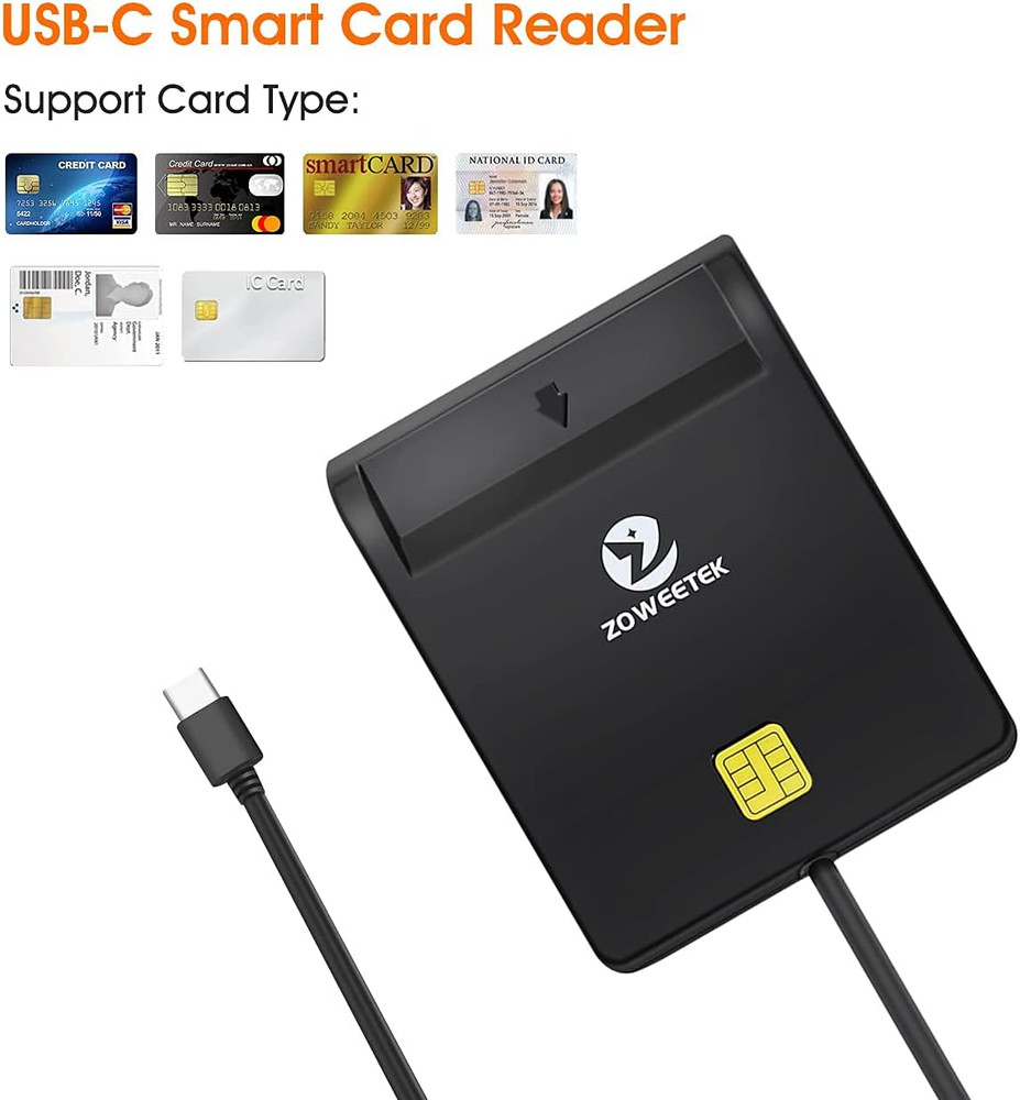 Type C CAC Reader, Smart CAC Card Reader USB C for DOD Military Common Access CA