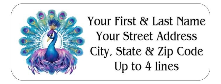 150 Gorgeous Peacock Bird Mailing Return Address Labels Personalized