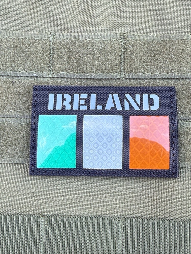Ireland IR Reflective Tactical Flag Hook Loop Patch Color Black