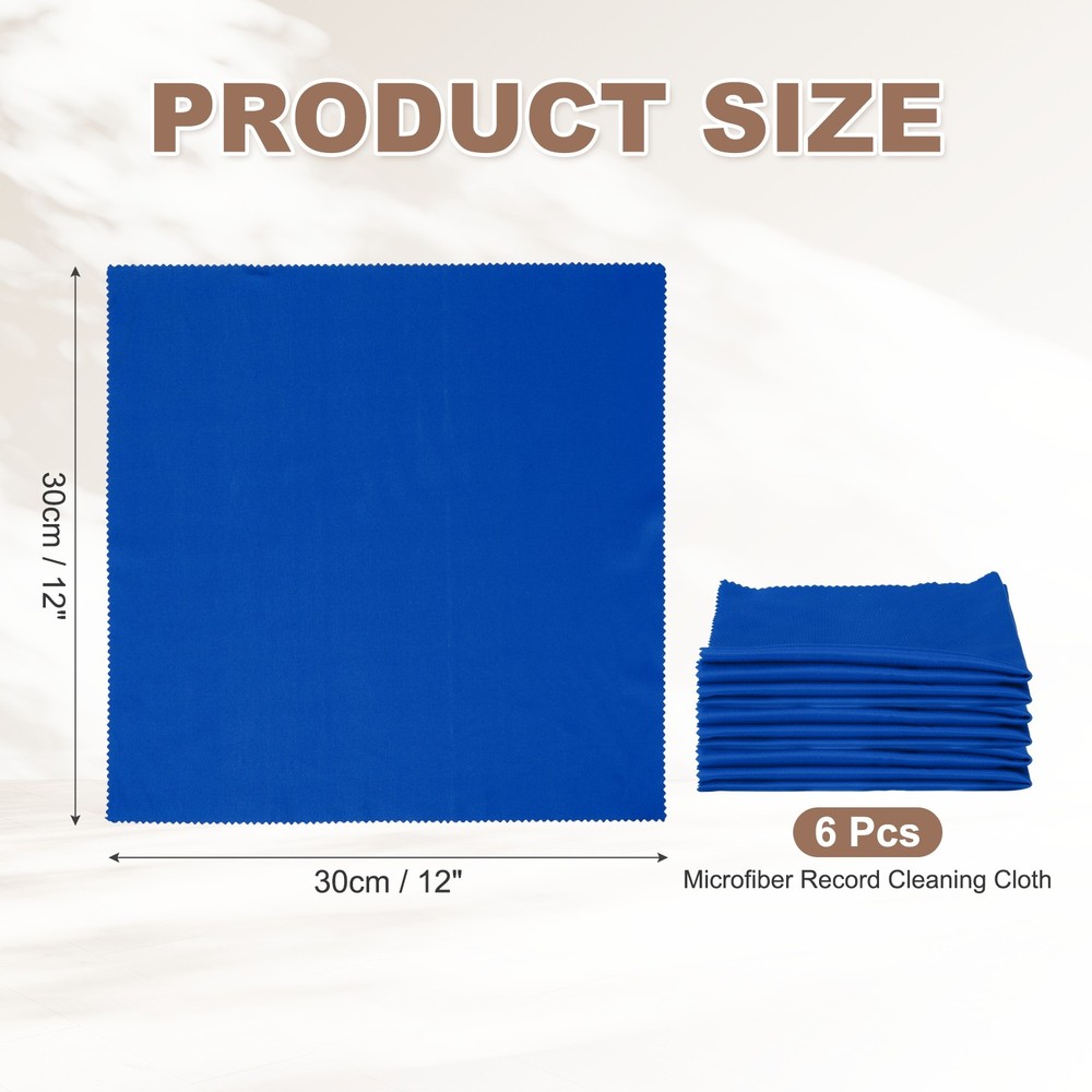 6 Pcs 12" x 12" Microfiber Record Cleaning Cloth Blue