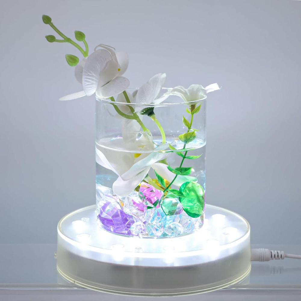 Led Light Base - 6 Inch Round Display 6 Inches, Bright White