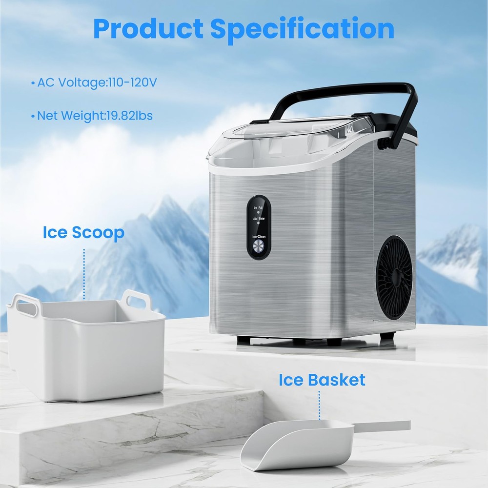 Antarctic Star Nugget Ice Makers Countertop, Portable Ice Maker Machine