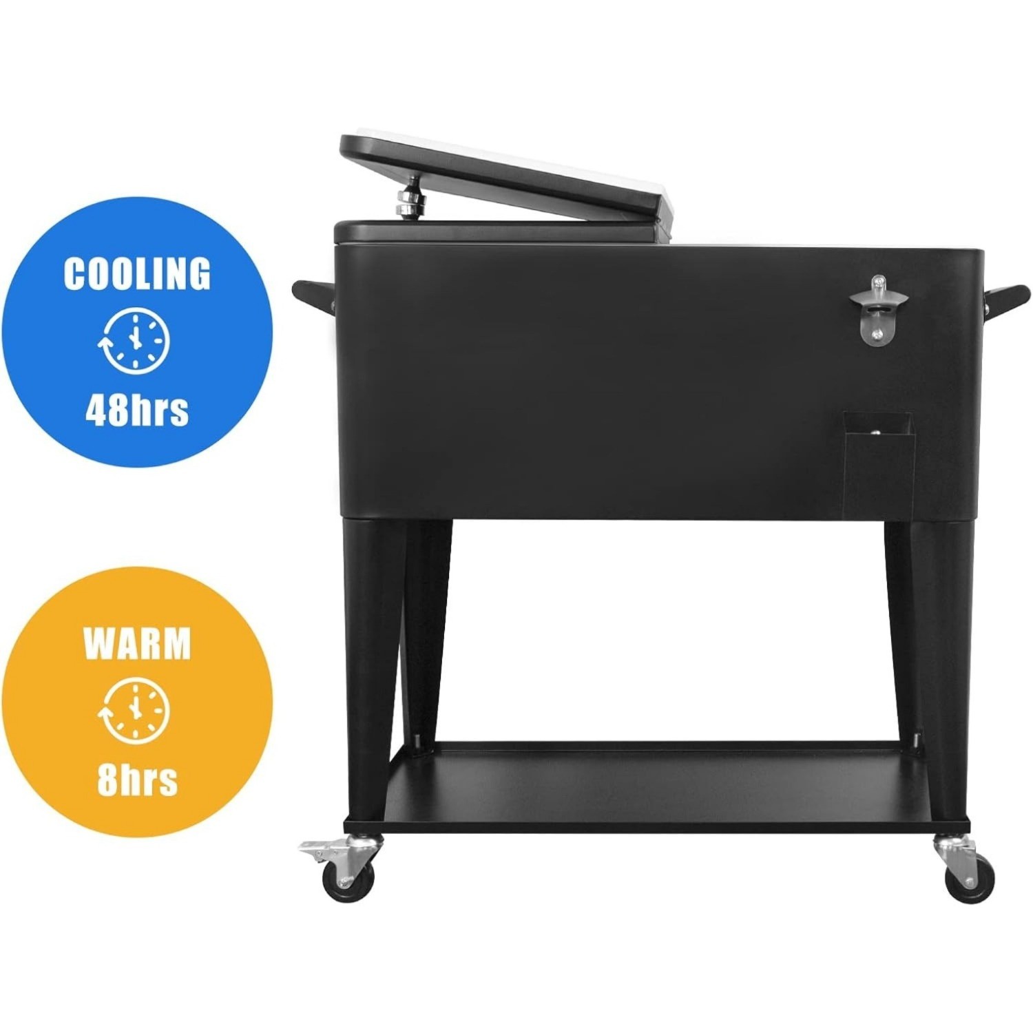 Nattork Portable Rolling Cooler Cart 80 Quart Ice Chest Trolley Outdoor Beverage