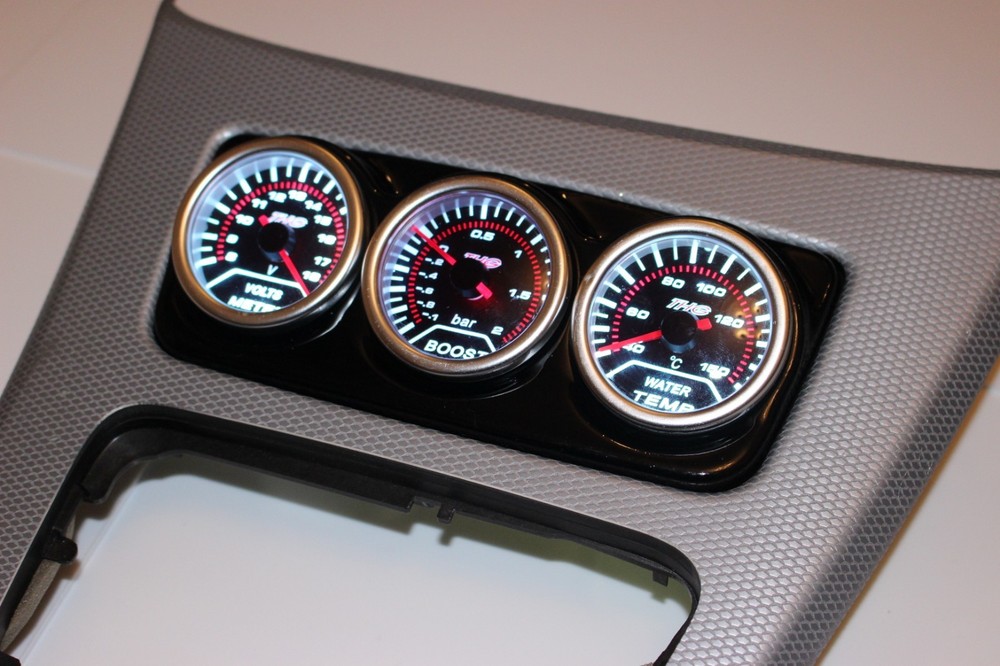 BMW E90 E92 E93 Centre Console Gauge Holder 3 Hole 52mm - Gloss Black ABS