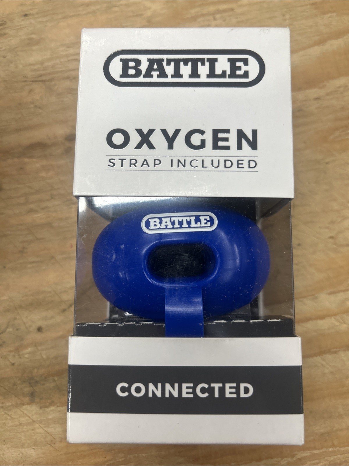 Battle Sports Science Oxygen Lip Protector Mouthguard with Strap Football Blue