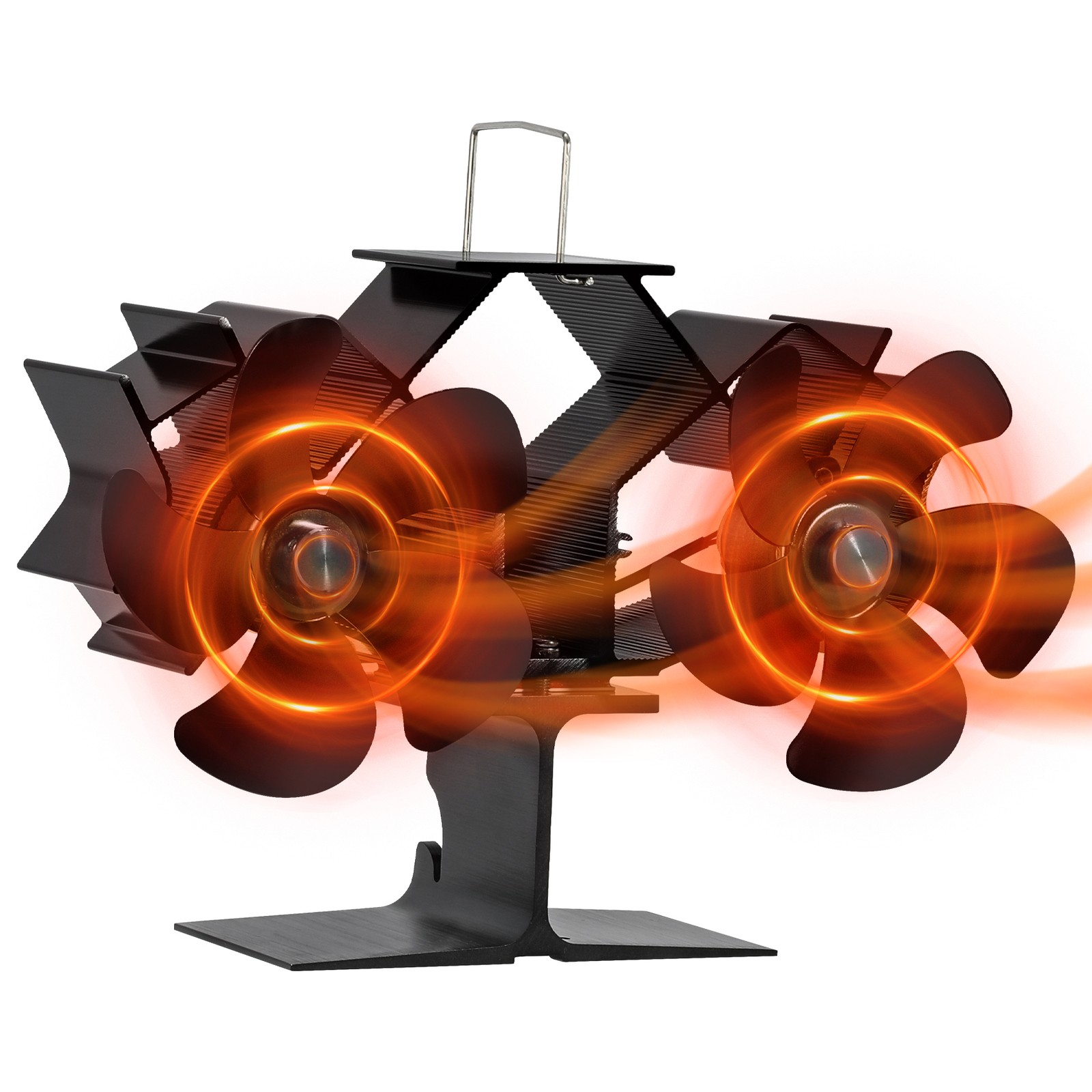 Heat Powered Fireplace Fan 12-Blade Dual Head Wood Stove or Mr Buddy Heater