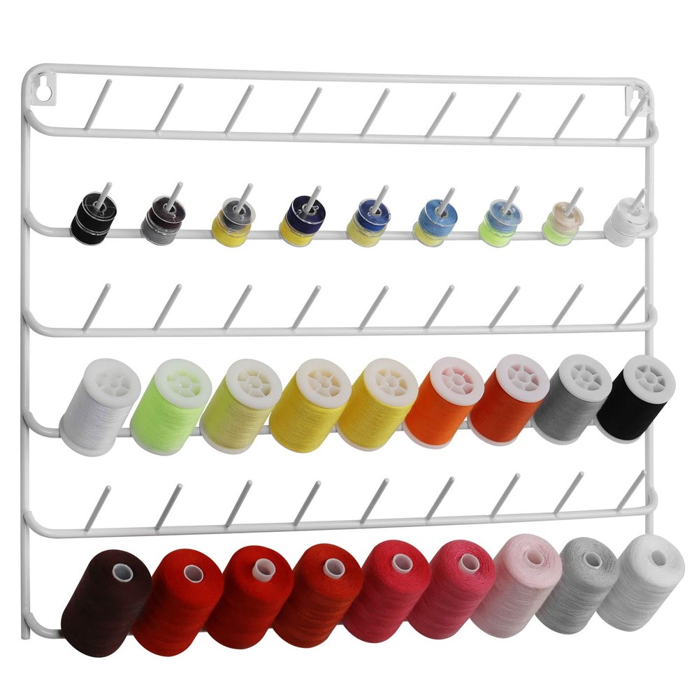 YBING Thread Holder Wall 54-spool Sewing Thread Rack Wall Mount Embroidery Th...