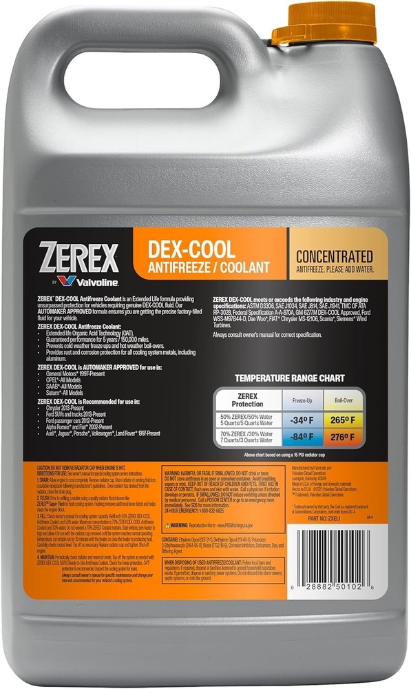 Zerex Antifreeze Concentrate 1 Gallon - Protects Against Engine Failure Risks